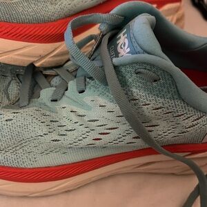 Hoka One One Aqua and Coral Athletic Shoes